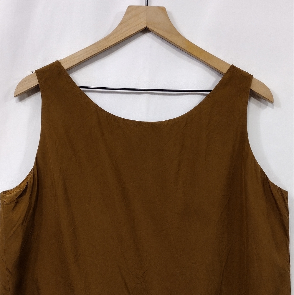 Ann May 100% Silk Tank Top Women's L Brown Boho Retro 90s Minimalist - Picture 5 of 7